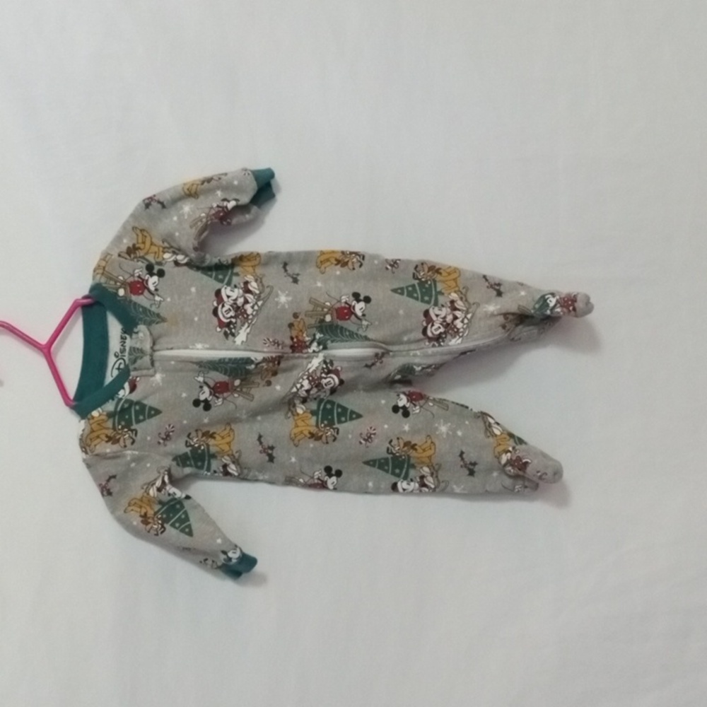 Disney Gray and Green Kids Christmas  One Piece Footie